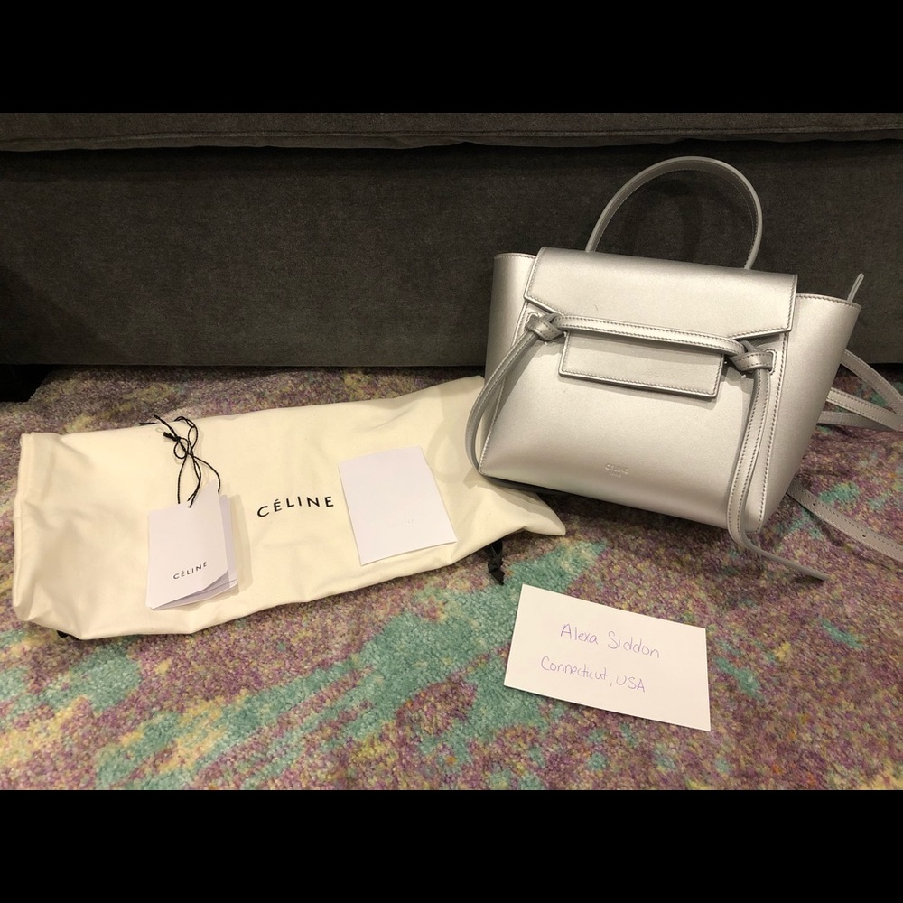 Celine nano Belt Bag in Silver